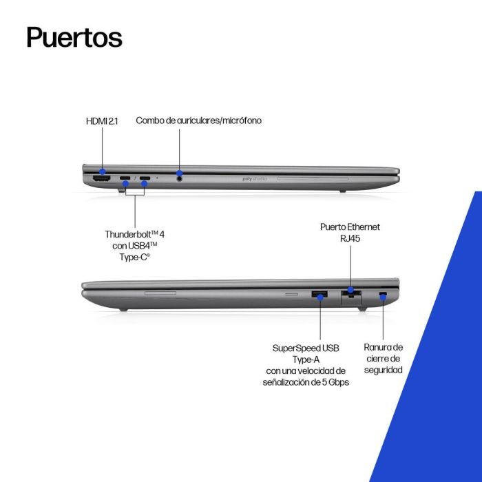 HP Zbook 8 G1i Estación de Trabajo Portátil 16 Pulgadas WUXGA Táctil Intel Core Ultra 9 64GB RAM 1TB SSD Wolf Pro Security Edition 18