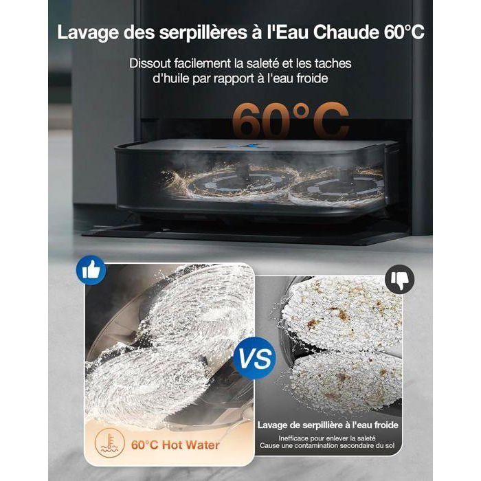 Ecovacs AAABG08650 DEEBOT X2 COMBO Robot Aspirador con Aspirador de Mano, 8700Pa, Doble Vaciado Automático 3