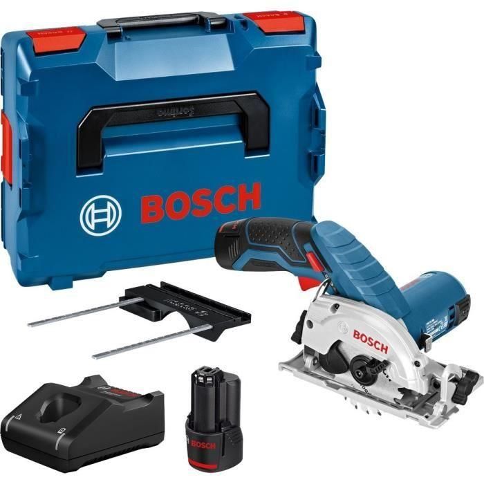 Bosch Professional GKS 12V-26 Sierra Circular Inalámbrica Profesional Compacta 1,4 kg 2x3.0Ah L-BOXX con Indicador de Carga