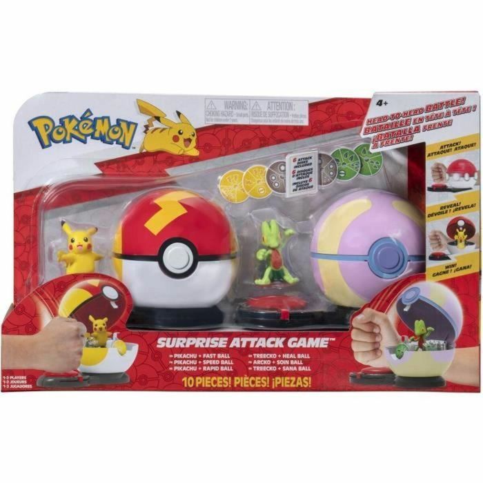 2 Poké Balls con sus Pokémon y 6 discos de ataque - BANDAI - Pokémon - Poké Ball ataque sorpresa Pikachu vs Arcko - Juego 3