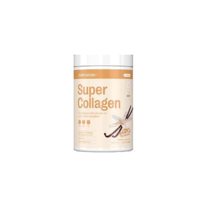 OH MY GOODS Super Collagen Vainilla 300 Gr - Colágeno, Magnesio, Ácido Hialurónico - Uñas, Pelo, Piel, Huesos y Articulaciones
