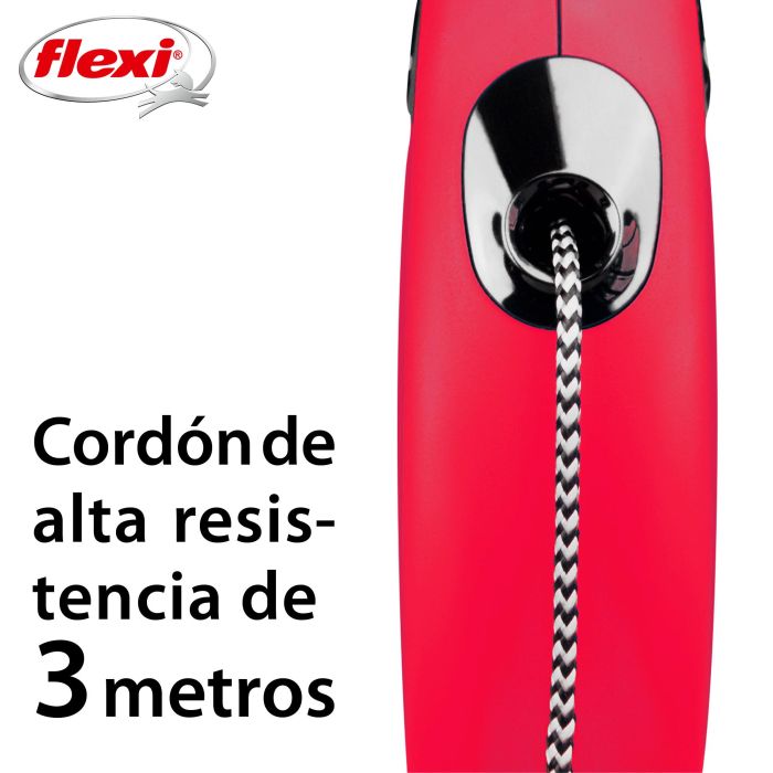 Flexi Correa Retráctil New Classic Cordón XS 3 Metros Rojo 3