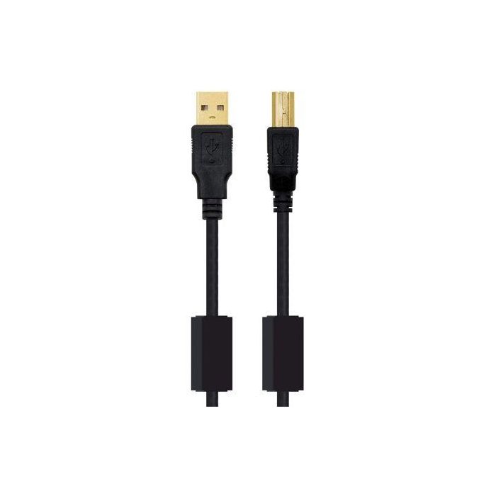Cable USB 2.0 A a USB B NANOCABLE 10.01.1203 Negro 3 m (1 unidad) 1