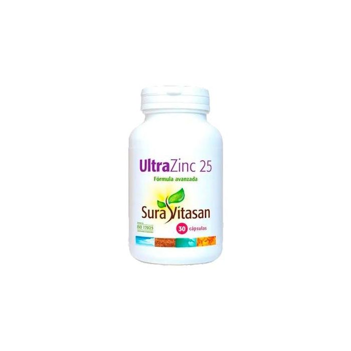 SURA VITASAN Ultra Zinc 25 Citrato con L-Taurina, Té verde y Vitaminas B, 30 Cápsulas para Sistema Inmunitario y Protección Celular
