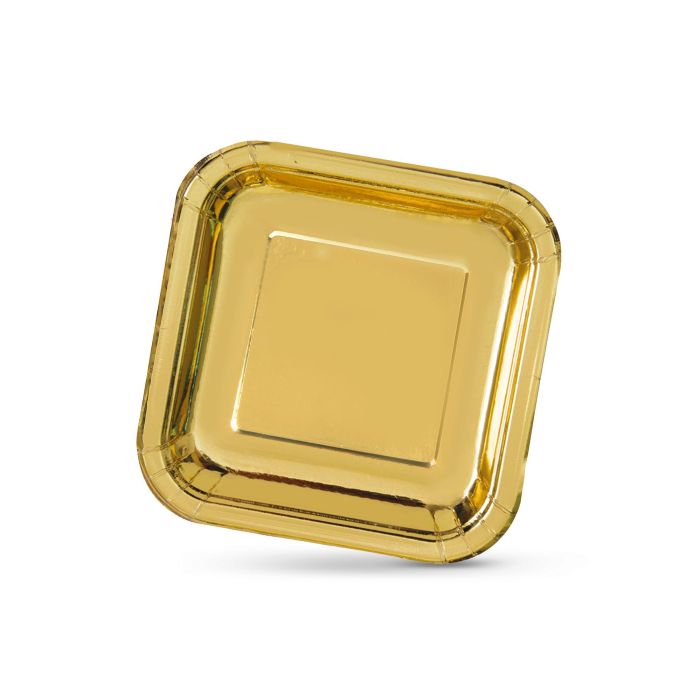 Set de 10 platos de cartón oro cuadrados 20 cm Algon (18 Cajas) 1 Set de 10 platos de cartón oro cuadrados 20 cm Algon (18 Cajas) 1