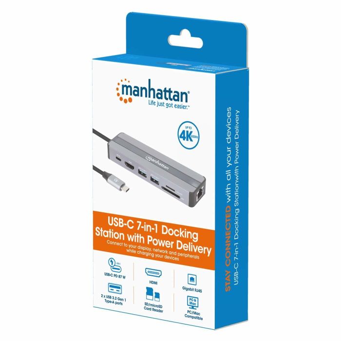 MANHATTAN 7-in-1 Dockingstation HDMI RJ45 2xUSB-A SD/MicroSD 8