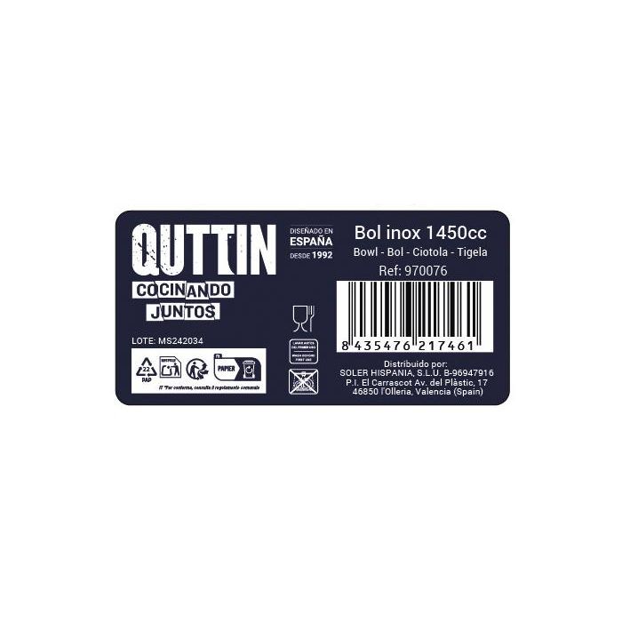 Bol de Metal Inoxidable Quttin 1450 cc (24 Unidades) 4 Bol de Metal Inoxidable Quttin 1450 cc (24 Unidades) 4
