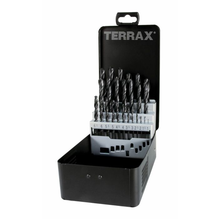 Set de brocas TERRAX Estuche DIN 338 25 Piezas 19 piezas (25 Unidades) 1 Set de brocas TERRAX Estuche DIN 338 25 Piezas 19 piezas (25 Unidades) 1