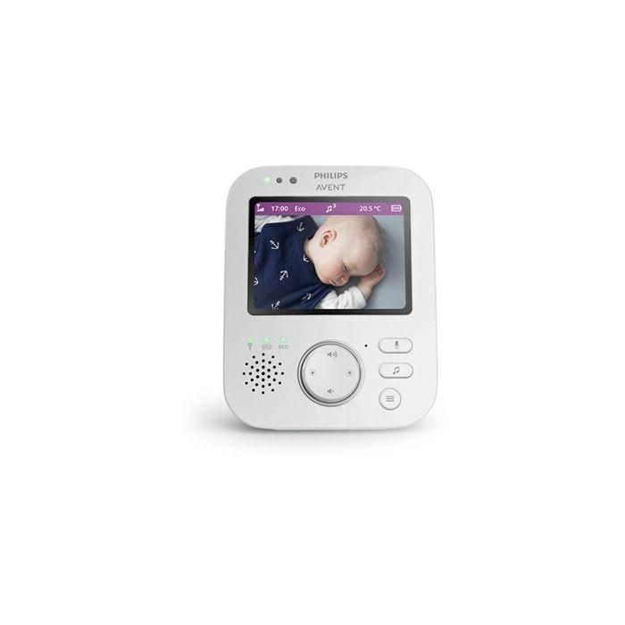 Monitor de vídeo para bebés SCD892/26, alcance de 300 metros, pantalla a color de 3,5" con zoom 2x, canciones de cuna, luz nocturna, temperatura y modo ecológico. 2