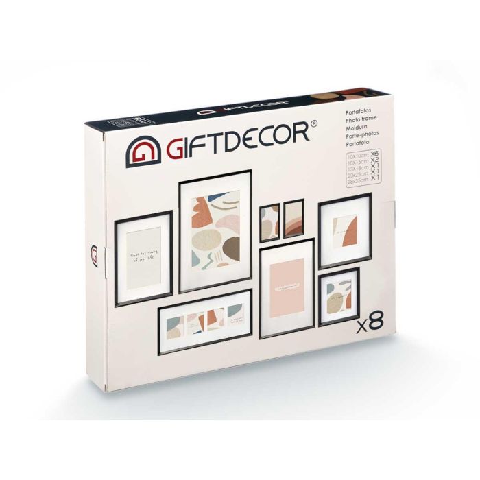 Set 8 Portafotos Mural Giftdecor Negro 52x12x9 cm - Madera Eucalipto (4 Unidades) 1 Set 8 Portafotos Mural Giftdecor Negro 52x12x9 cm - Madera Eucalipto (4 Unidades) 1