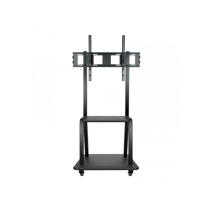 TooQ Soporte de suelo FS20100M-B para pantallas de 37" a 100", con 2 bandejas, hasta 150 kg, monitor/TV, negro