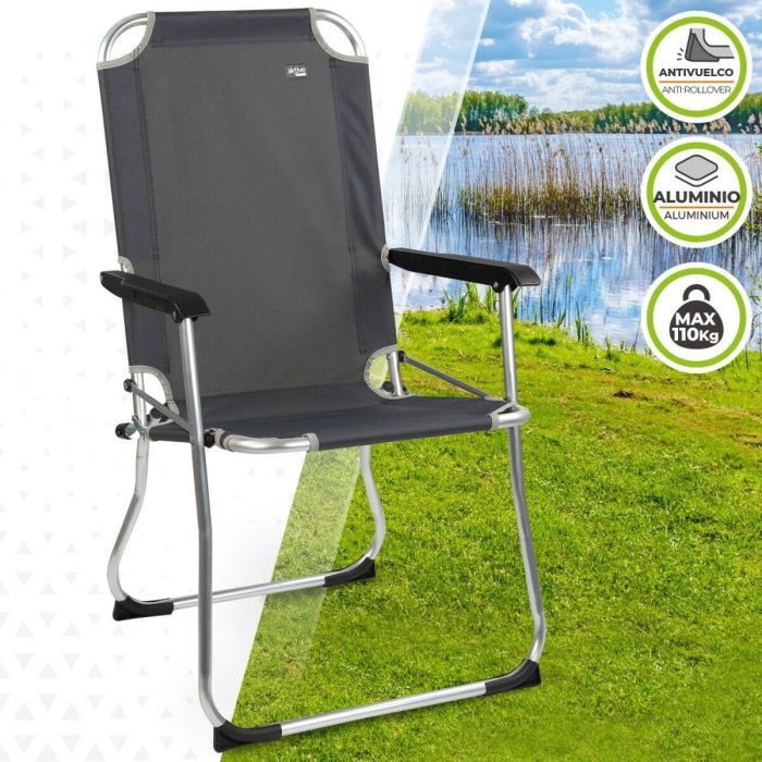 Silla Plegable para Camping Aktive Gris oscuro 45 x 91 x 47 cm (6 Unidades) 3