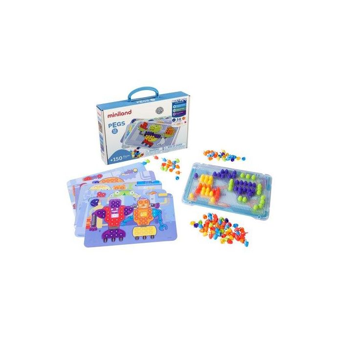 Juego Educat.Miniland Pegs 15 Mm. 150 Piezas Bright Colors (3-6 Años)