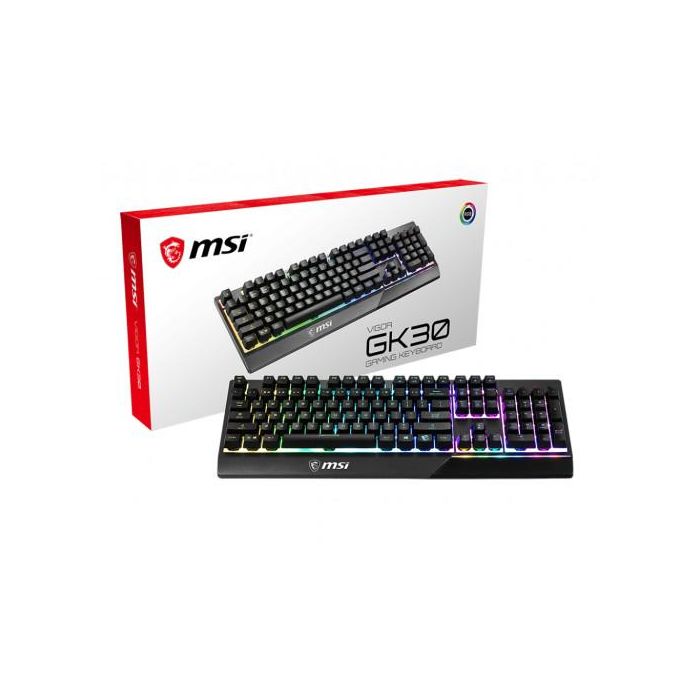 MSI GK30 Teclado Gaming Mecánico para PC con Retroiluminación RGB, Teclas Antiborrado y Cableado