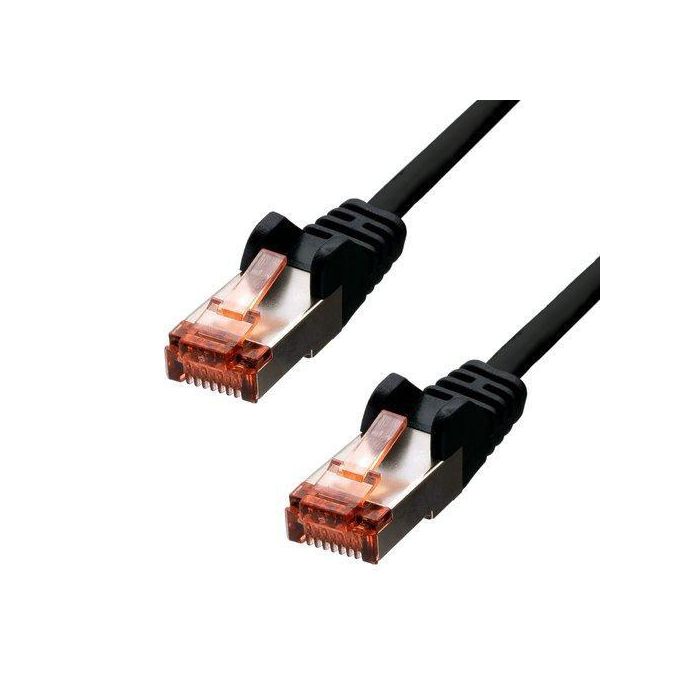 ProXtend Cable Ethernet CAT6 F/UTP CCA PVC Negro 30cm, AWG 26, con Protección EMI y Alivio de Tensión