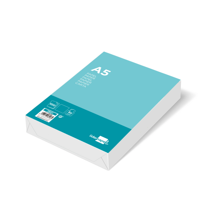 Liderpapel Papel A5 80g/m2 Liso Paquete 100 Hojas Blanco Escritura 3