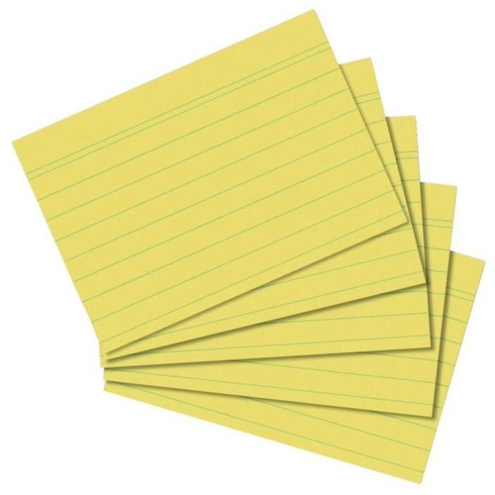 Herlitz 10836328 - Fichas A8 rayadas de 170 g/m², sin madera, amarillas (100 unidades)