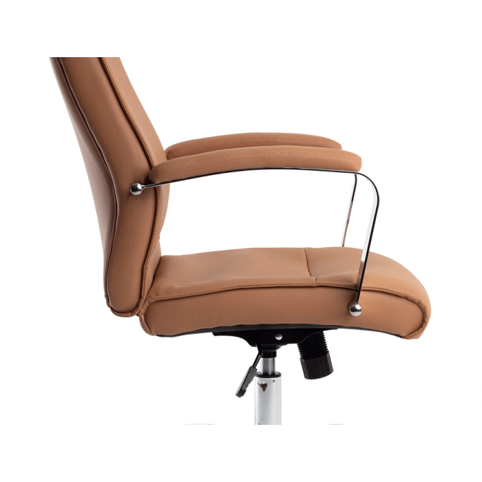 Q-connect Silla de Dirección Premium en Similpiel Color Crema, Base Metálica, Ruedas Suaves, Altura Ajustable - Máximo Confort y Elegancia para tu Oficina Moderna. 3