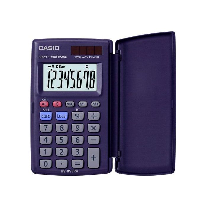 Casio Calculadora Hs-8 Ver de Oficina, 8 Dígitos, Solar, Violeta Oscuro