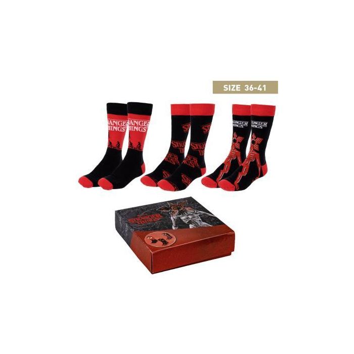 Cerdá Pack Calcetines 3 Piezas Stranger Things - 86% Algodón, 12% Poliamida, 2% Elastano