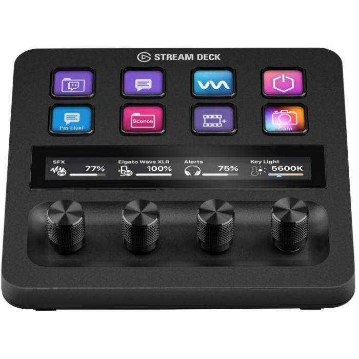 Elgato Stream Deck + (10GBD9901) - Controlador con 8 teclas LCD, 4 diales multifunción y panel táctil LCD 3