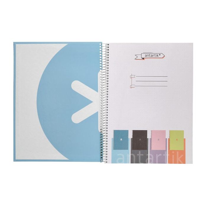 Cuaderno Espiral A4 Micro Antartik Dots Tapa Forrada 80H 90 gr Rayado Puntos 1 Banda 4 Taladros Celeste 1