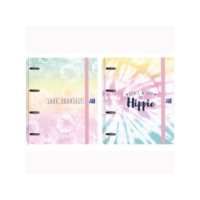 Oxford Carpeta De Anillas 4x35 mm Tie Dye, C-Recambio 5 Secciones 5x5 A4+, Multicolor, Optik Paper®