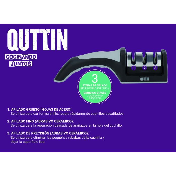 Quttin Afilador de Cuchillos Prb de Tres Filos, 21.5 x 5 x 5.6 cm, 140 g (12 Unidades) 8 Quttin Afilador de Cuchillos Prb de Tres Filos, 21.5 x 5 x 5.6 cm, 140 g (12 Unidades) 8