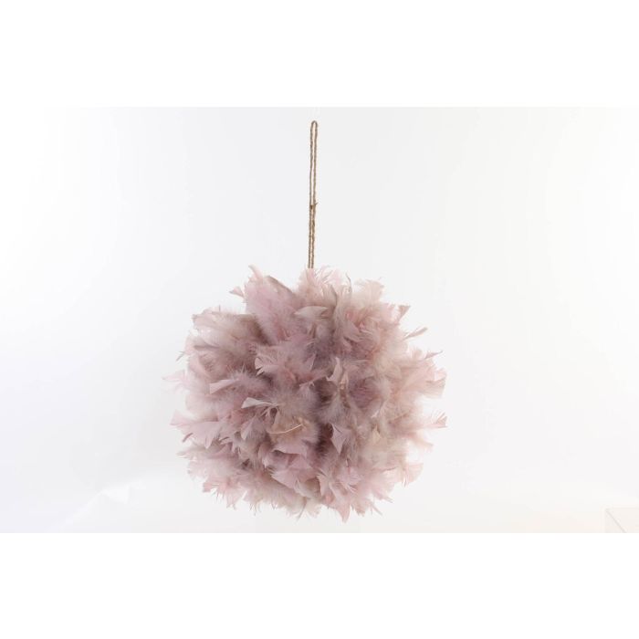 DKD Home Decor Bola Decoración Navidad Fantasía de Pluma y Espuma Rosa Palo y Blanco 40x40 cm (2 Unidades)