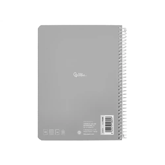 Liderpapel Cuaderno Espiral A5 Witty Tapa Dura 80 Hojas 90gr Cuadro 4mm Colores Surtidos 3