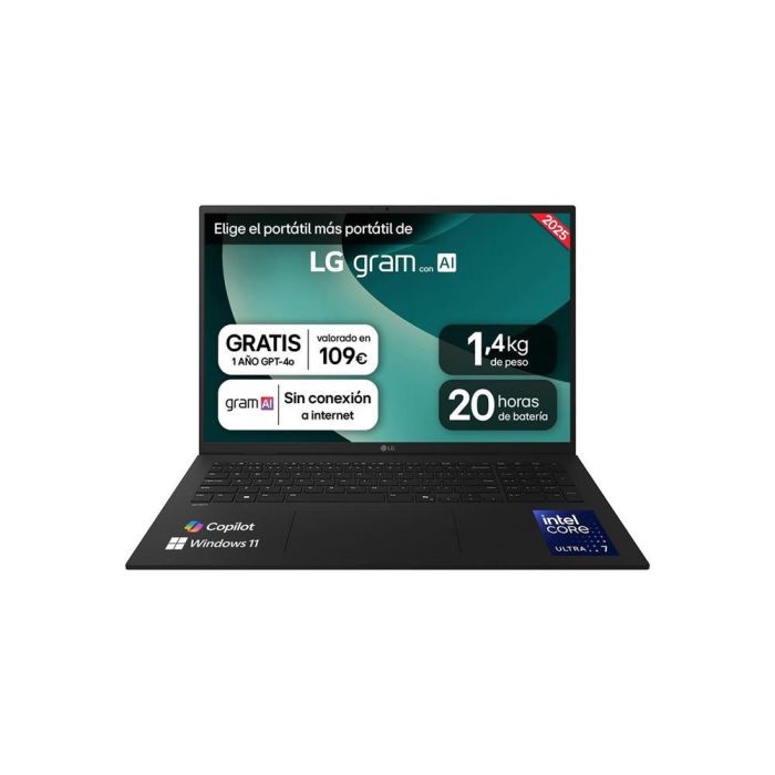 LG Portátil Gram 17Z90T - G Intel Core Ultra 7 255H, Pantalla WQXGA 17", 32GB RAM, 1TB SSD, Windows 11 Home LG Portátil Gram 17Z90T - G Intel Core Ultra 7 255H, Pantalla WQXGA 17", 32GB RAM, 1TB SSD, Windows 11 Home
