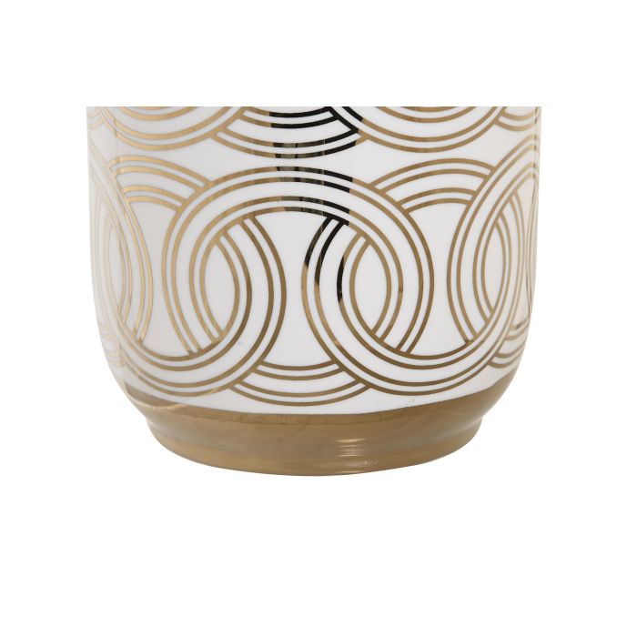 DKD Home Decor Jarrón Oriental Fana Porcelana Blanco Dorado 16x16x42 cm 2
