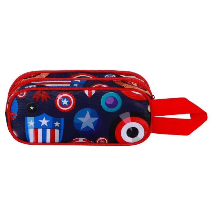 Marvel Capitán América Estuche Portatodo 3D Doble con Relieve, 2 Compartimentos, Multicolor 2 Marvel Capitán América Estuche Portatodo 3D Doble con Relieve, 2 Compartimentos, Multicolor 2