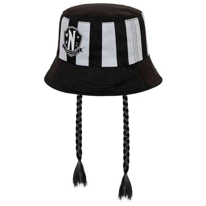Wednesday Miércoles Gorro Infantil Bucket Braid Negro - Algodón - Talla 8 años 1