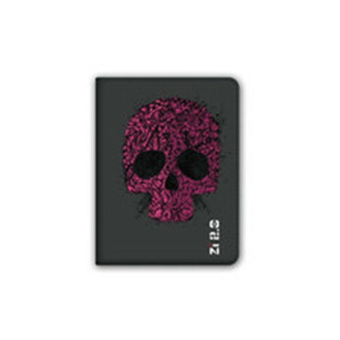 Ziron ZR195 Funda Folio para Tablet 17,8 cm (7") - Negro y Rosa, Diseño Calavera y Leopardo