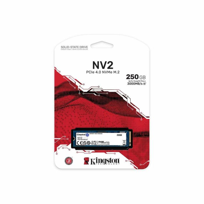 Kingston Technology Hard Disk - SSD NV2 - 250GB - M.2 2280 PCIE 4.0 NVME - Azul 1