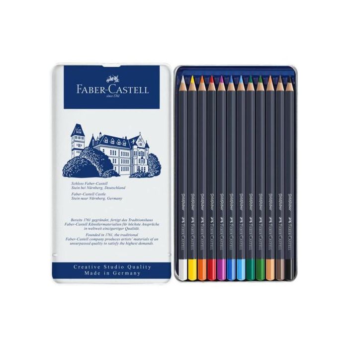 Lapices De Colores Faber-Castell Goldfaber Aqua 1147 Estuche De Metal De 12 1
