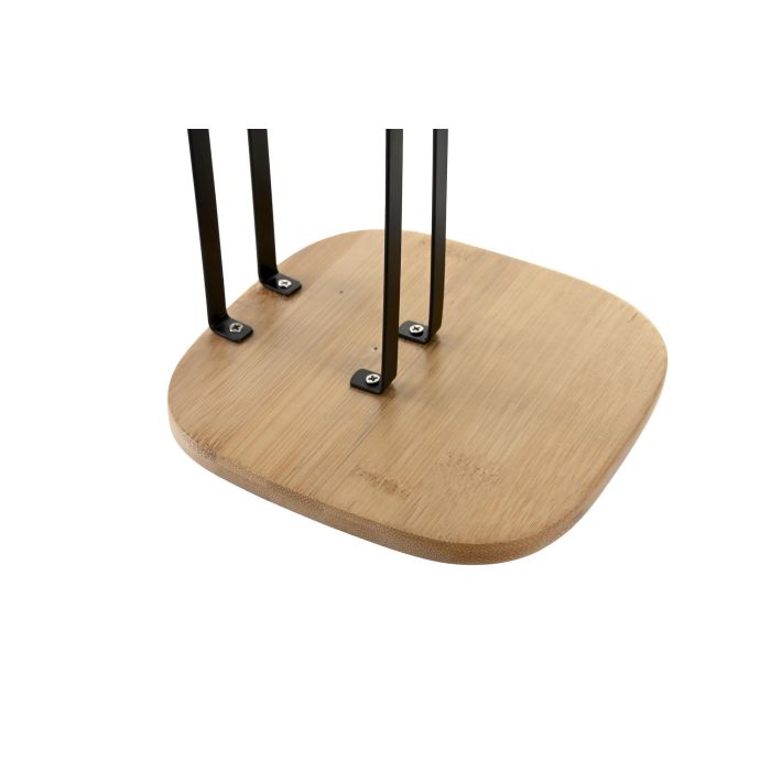 DKD Home Decor Portarrollos Basicos Colección Iron Black Negro y Natural de Acero y Bambú 16 cm Ancho x 16 cm Fondo x 31.3 cm Alto 1