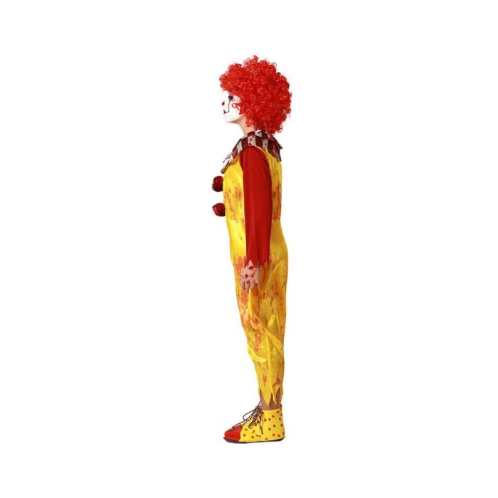 Disfraz Payaso Infantil Amarillo para Niño, con Mono y Cuello Rojo Bicolor. Talla 7-9 Años. Perfecto para Halloween, Carnaval y Circo 1