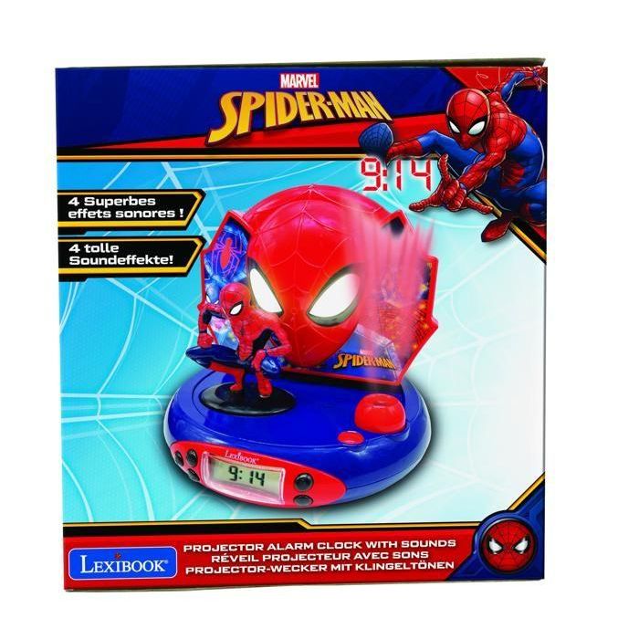 LEXIBOOK - SPIDERMAN - Radio reloj despertador para niños con proyecciones de imágenes 3