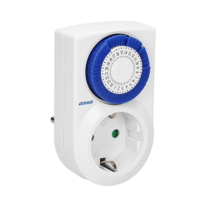 ORNO Enchufe Schuko ORPRE427 con Temporizador Mecánico 24H, 1 Toma, Programable para Electrodomésticos