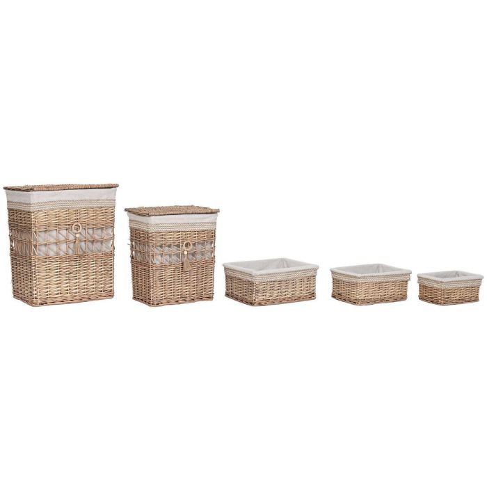 Cesta Ropa Shabby DKD Home Decor Natural Beige 35 x 55 x 47 cm Set de 5 1