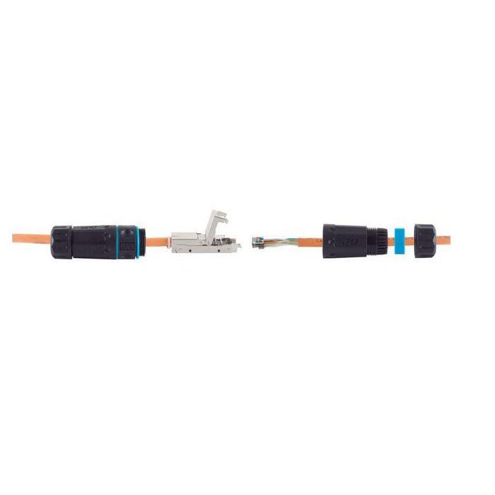 MicroConnect Conector LAN Exterior CAT6 STP IP68 para Cable de Red 8 Hilos - Extensión, Reparación y Fácil Montaje con Alivio de Tensión 1