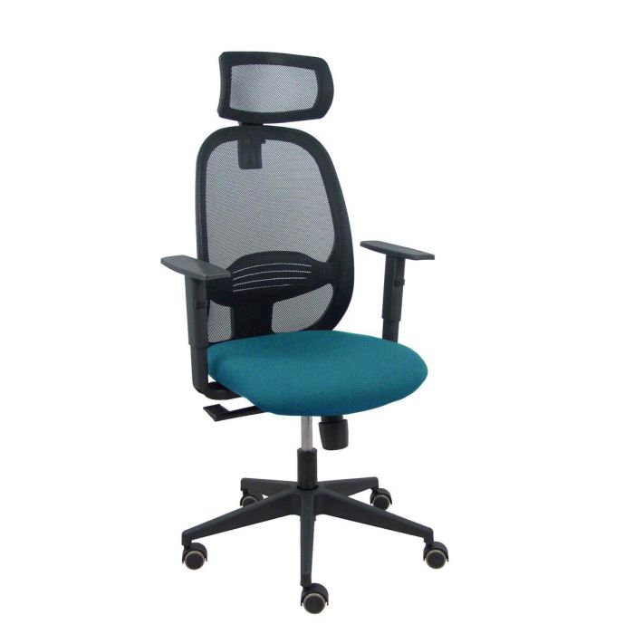 PIQUERAS Y CRESPO Silla Cilanco negra malla negra asiento bali verde petroleo brazo regulable cabecero regulable PIQUERAS Y CRESPO Silla Cilanco negra malla negra asiento bali verde petroleo brazo regulable cabecero regulable
