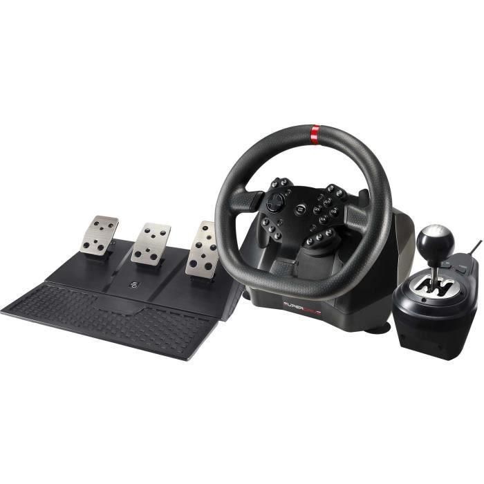 Subsonic GS950-X Volante de Carreras 900° con Palanca de Cambios Manual, 3 Pedales y Levas
