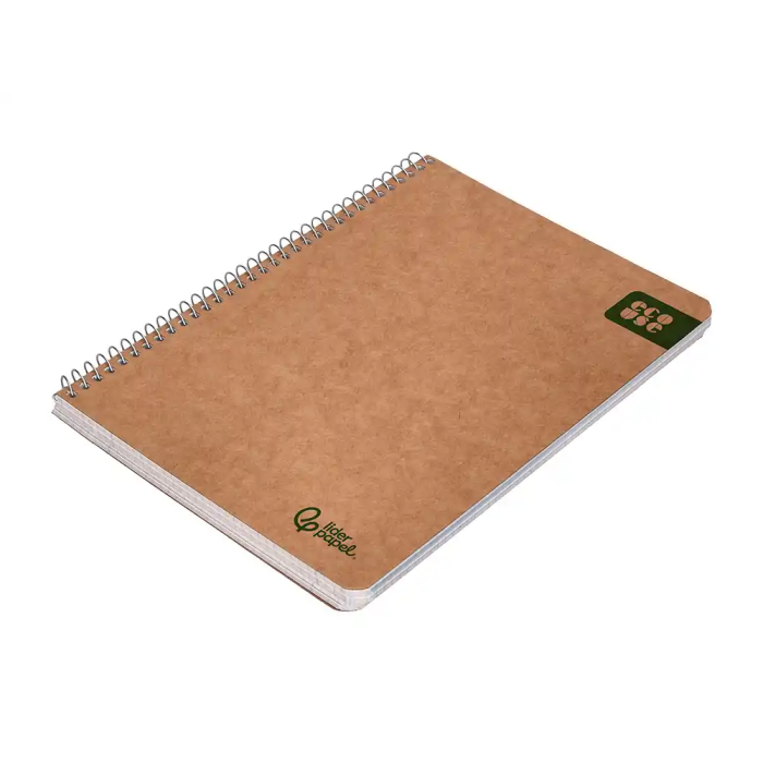 Liderpapel Cuaderno espiral A5 Ecouse tapa cartulina kraft 80 hojas, papel reciclado 80gr, cuadro 4mm 5