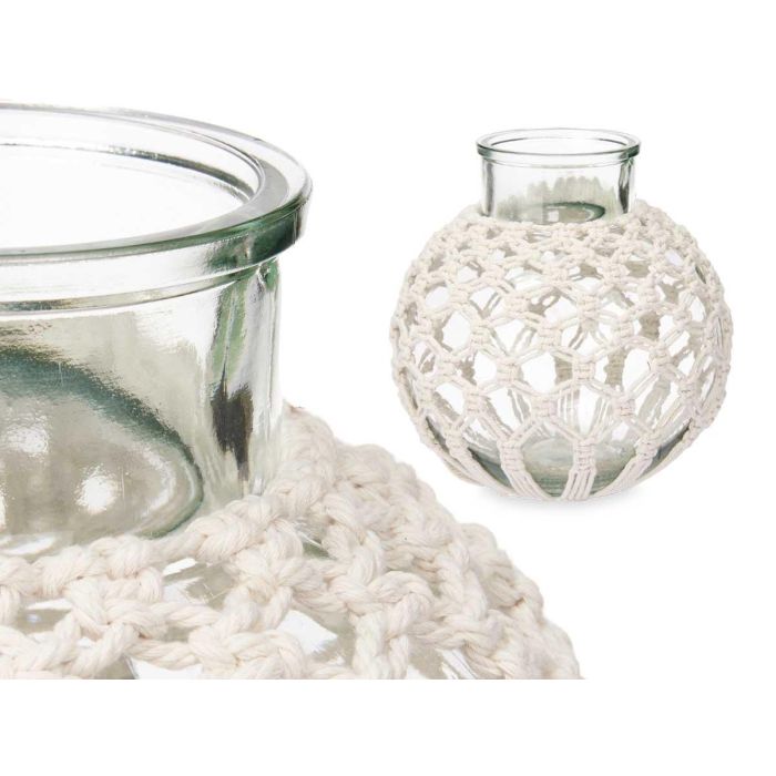 Jarron Macrame Esfera Blanco Giftdecor 25X26CM (4 Unidades) 1 Jarron Macrame Esfera Blanco Giftdecor 25X26CM (4 Unidades) 1
