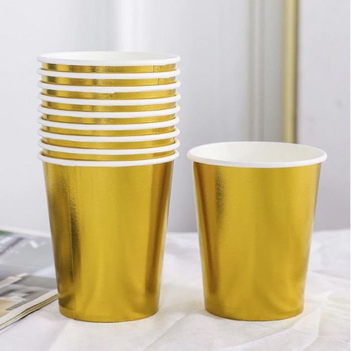 Set de 10 vasos de cartón oro 200 cc Algon (18 Cajas) 2 Set de 10 vasos de cartón oro 200 cc Algon (18 Cajas) 2