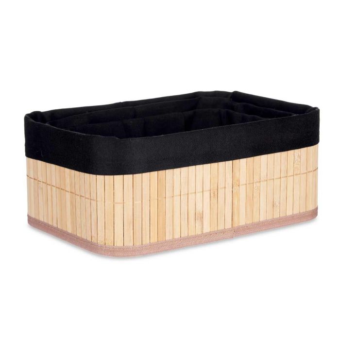 Set 3 Organizadores Bambu Tela Negra Rectangular Kipit 31X12CM (4 Unidades) 4 Set 3 Organizadores Bambu Tela Negra Rectangular Kipit 31X12CM (4 Unidades) 4
