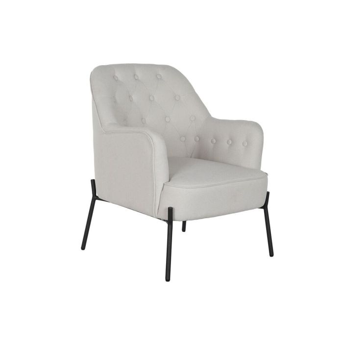 DKD Home Decor Sillón Scandi Beige y Negro Poliéster y Metal 73x79.5x65 cm Altura Asiento 43 cm Desmontable DKD Home Decor Sillón Scandi Beige y Negro Poliéster y Metal 73x79.5x65 cm Altura Asiento 43 cm Desmontable